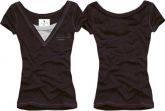 Camiseta Feminina gola em v sobreposta