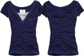 camiseta gola em v feminina c/ gola sobreposta