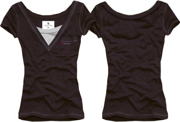 Camiseta Feminina gola em v sobreposta